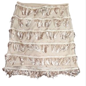 New Without Tags! Forever 21 Gold Fringe Sequined Fringe Skirt Size Small